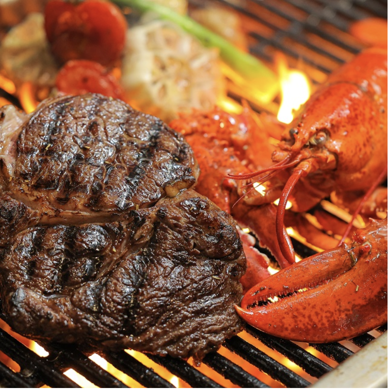 炭烤美國頂級肋眼12oz附龍蝦雙人分享餐 Grilled U.S. Prime Rib Eye 12oz & Lobster (for 2)